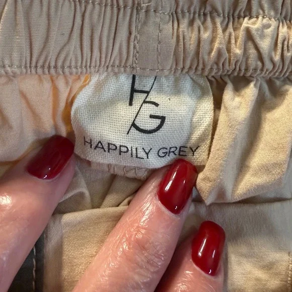 Happily Grey Colorblock Cargo Pants Olive Tan Utility Joggers Large NWT - Picture 2 of 9
